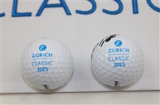 Andrew Novak & Ben Griffin Signed 2025 Zurich Classic Flag & Signed Balls JSA ALOA