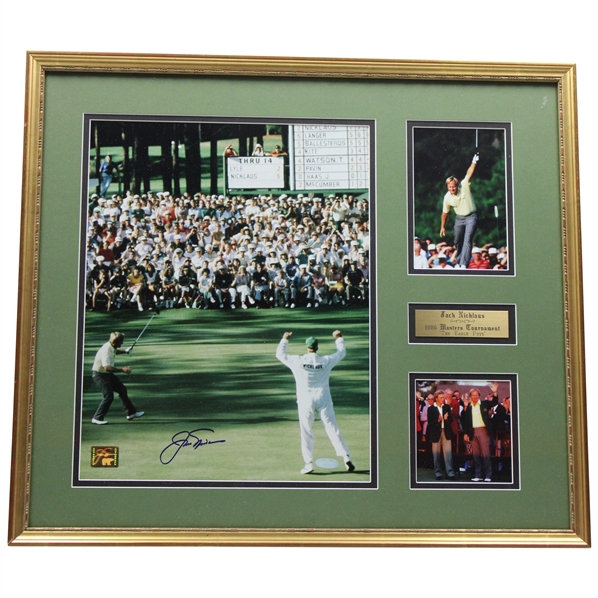Jack Nicklaus Signed 1986 Masters Eagle Putt on 15th Hole Photo - Framed JSA ALOA
