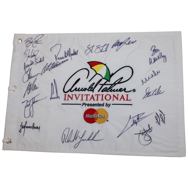 PGA Stars Multi-Signed Arnold Palmer Invitational White Embroidered Flag JSA ALOA