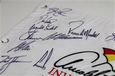 PGA Stars Multi-Signed Arnold Palmer Invitational White Embroidered Flag JSA ALOA