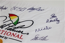 PGA Stars Multi-Signed Arnold Palmer Invitational White Embroidered Flag JSA ALOA