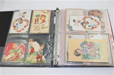 Golf Postcard & Valentine Card Album w/(37) Golf Valentine Cards, (7) Tennis Valentine Cards & (3) Misc. Sport Valentine Cards