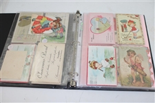 Golf Postcard & Valentine Card Album w/(37) Golf Valentine Cards, (7) Tennis Valentine Cards & (3) Misc. Sport Valentine Cards