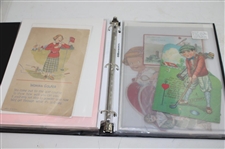 Golf Postcard & Valentine Card Album w/(37) Golf Valentine Cards, (7) Tennis Valentine Cards & (3) Misc. Sport Valentine Cards