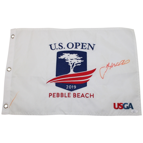 Gary Woodland Signed 2019 US Open at Pebble Beach Embroidered Flag JSA #GG14637