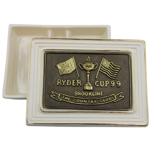 1999 Ryder Cup Brookline The Country Club Royal English Porcelain Playing Cards Holder Handcrafted By Artist Bill Waugh