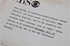 Original 1974 MGM Television Script For “Babe” The Story of Babe Didrikson Zaharias w/Press Packet