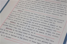 1956 “Be Set Aside in Tribute to the Memory of this Gallant Texas Lady” Babe Didrickson Zaharias Original Texas State Resolution