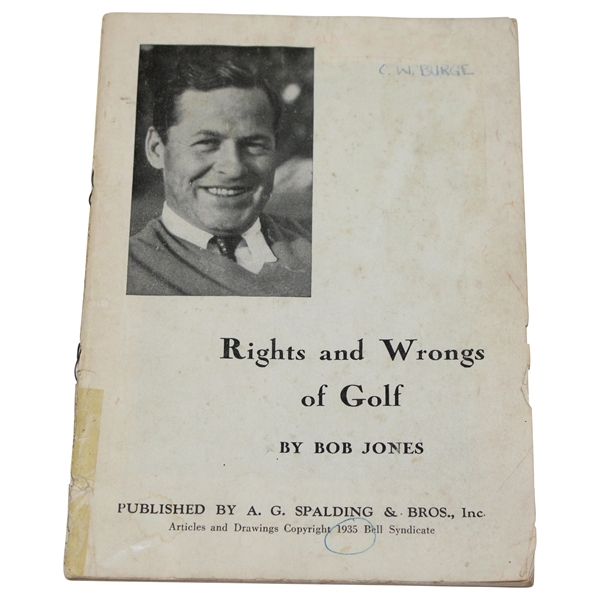 1935 Rights & Wrongs of Golf Booklet by Bobby Jones