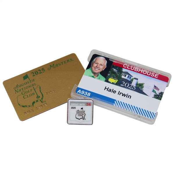 Hale Irwins 2025 Masters Tournament Honoree Invitee Pin, Credit Card & Clubhouse Badge