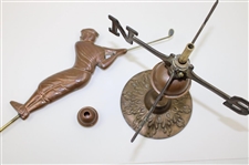 Unique Golfer Themed Copper Weather Vane on Stand