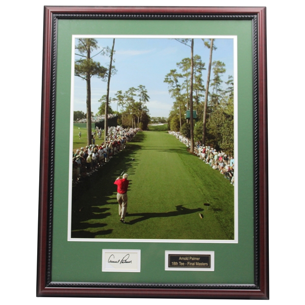 Arnold Palmer Signed Cut With Photo Of 2004 Last Hole 18th Tee Shot JSA ALOA
