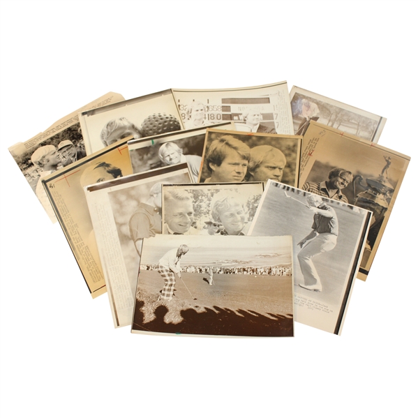 Twelve (12) Jack Nicklaus Photos - Trophies, Action, Press, Wire & other