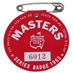 1963 Masters Tournament SERIES Badge #6012 - Jack Nicklaus Winner