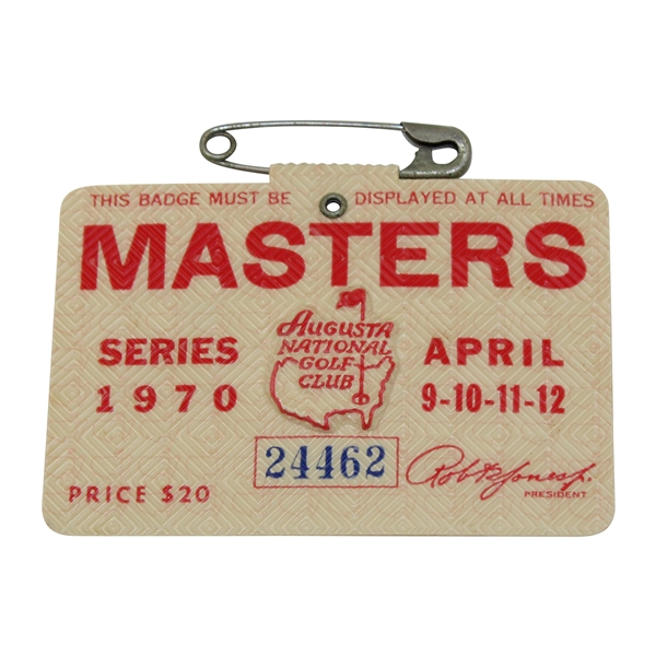 1970 Masters Tournament SERIES Badge #24462 - Billy Casper Winner