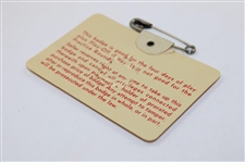 1970 Masters Tournament SERIES Badge #24462 - Billy Casper Winner