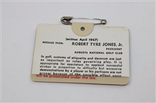 1974 Masters Tournament SERIES Badge #28246 - Gary Player Winner