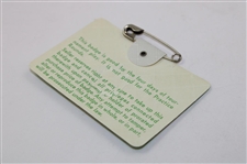 1978 Masters Tournament SERIES Badge #28522 - Gary Player 3rd Masters Win
