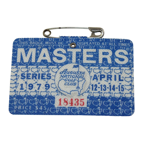 1979 Masters Tournament SERIES Badge #22956 - Fuzzy Zoeller Winner