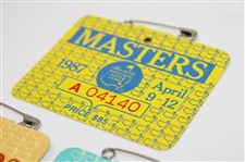 1987, 1988 & 1989 Masters Tournament SERIES Badges - Mize, Lyle & Faldo Winners