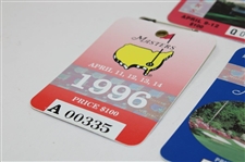 1996, 1998 & 1999 Masters Tournament SERIES Badges - Faldo, O'Meara & Olazabal