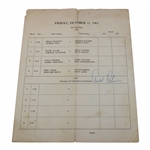 Arnold Palmer Signed 1963 Ryder Cup at Atlanta Athletic Club Pairing Sheet - Last Playing Captain JSA ALOA