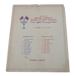 Arnold Palmer Signed 1963 Ryder Cup at Atlanta Athletic Club Pairing Sheet - Last Playing Captain JSA ALOA