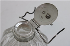 Early Sterling And Cut-Glass Inkwell With Golfer Top
