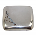 c.1919 Sterling And Enamel Cigarette Case With Golf Bag To Front 