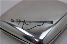 c.1919 Sterling And Enamel Cigarette Case With Golf Bag To Front 