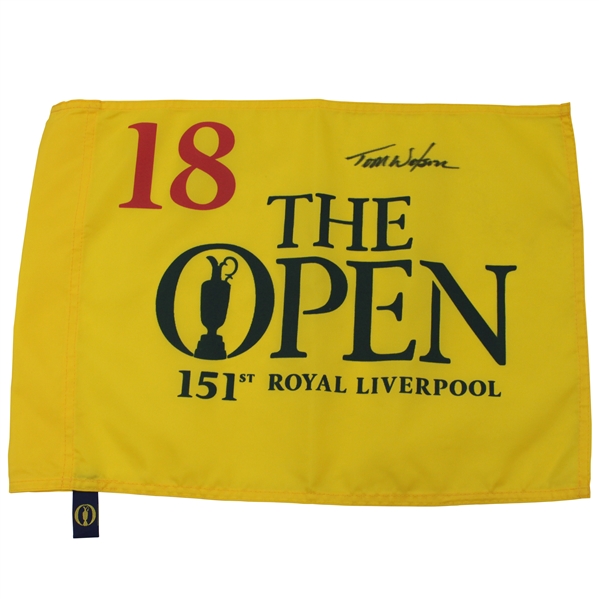 Tom Watson Signed 2023 Open Championship at Royal Liverpool Flag JSA ALOA