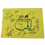 Scheffler, Spieth & Eighteen (18) Masters Champions Signed 2013 Masters Flag  JSA ALOA
