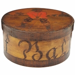 Vintage Folk Art Knickered Wooden Engraved Golfer Ball Box