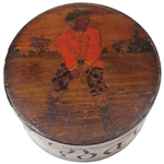 Vintage Folk Art Knickered Wooden Engraved Golfer Ball Box