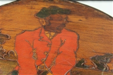 Vintage Folk Art Knickered Wooden Engraved Golfer Ball Box