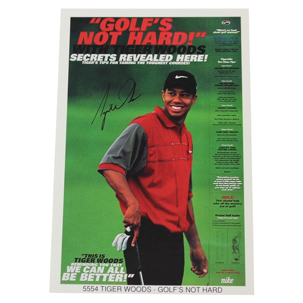 1998 Tiger Woods Golfs Not Hard! Nike Mini Poster Card - Rare