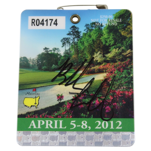 Bubba Watson Signed 2012 Masters Tournament SERIES Badge #R04174 JSA ALOA