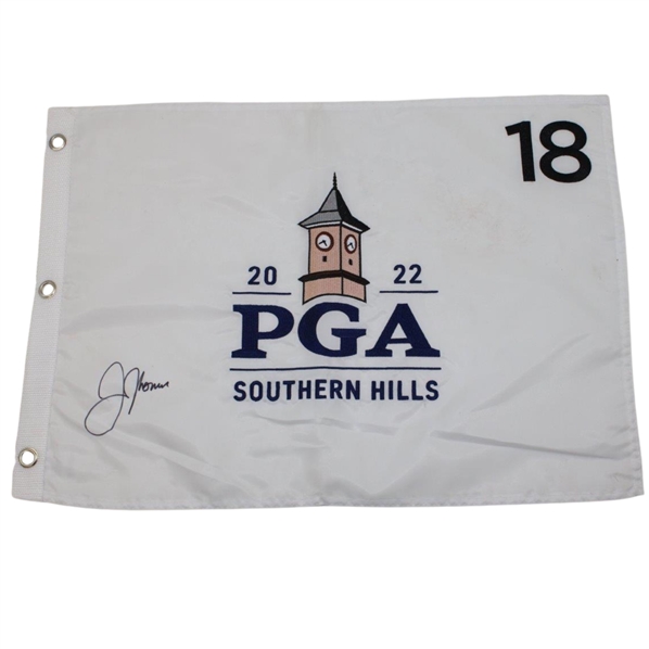 Justin Thomas Signed 2022 PGA Championship at Southern Embroidered Hills Flag JSA ALOA