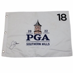 Justin Thomas Signed 2022 PGA Championship at Southern Embroidered Hills Flag JSA ALOA