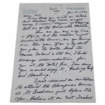 Gene Sarazen Signed 1970 Hand Written Letter To Pat Ward-Thomas About Champs Dinner JSA ALOA