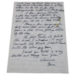 Gene Sarazen Signed 1970 Hand Written Letter To Pat Ward-Thomas About Champs Dinner JSA ALOA