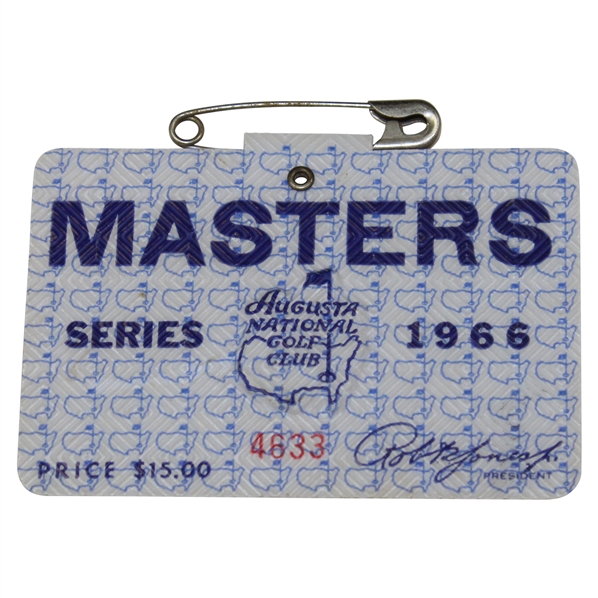 1966 Masters Tournament SERIES Badge # 4633 - Jack Nicklaus Winner