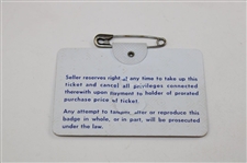 1966 Masters Tournament SERIES Badge # 4633 - Jack Nicklaus Winner