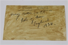 Two (2) 1934 Joe Kirkwood vs Henry Cotton Exhibition Match Postcards