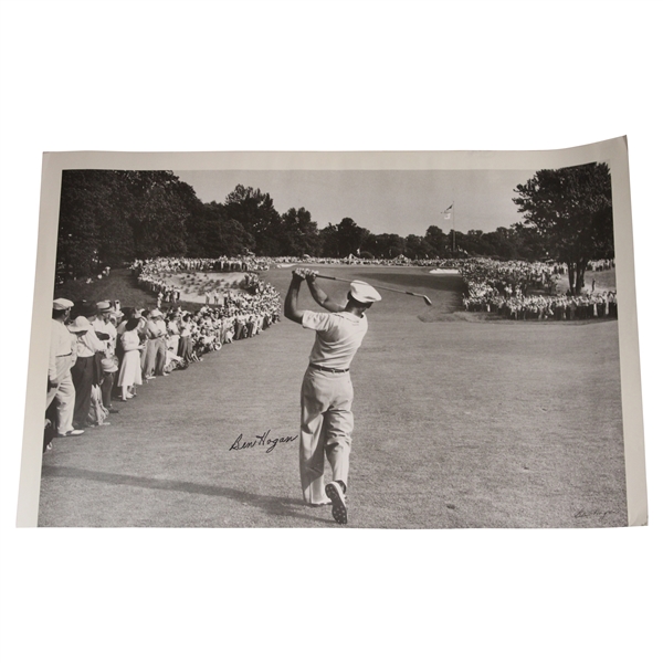 Ben Hogan Signed 1 Iron Shot at The 1950 US Open at Merion Poster JSA ALOA