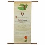 1965 American Golf Hall of Fame Induction Scroll Announcing Joe Kirkwoods Selection
