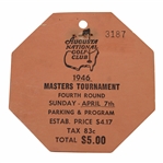 1946 Masters Tournament Sunday Final Round Ticket #3187 - Herman Keiser Winner