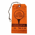 Arnold Palmer & George Bayer Signed 1964 San Diego PGA Open Ticket #14131 JSA ALOA