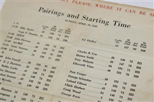 1949 Masters Tournament Sunday Final Rd Pairing Sheet - Sam Snead Winner