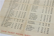 1949 Masters Tournament Sunday Final Rd Pairing Sheet - Sam Snead Winner